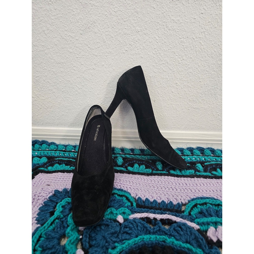 Naturalizer‎ Black Leather Chunky Heels Women's Size 8.5